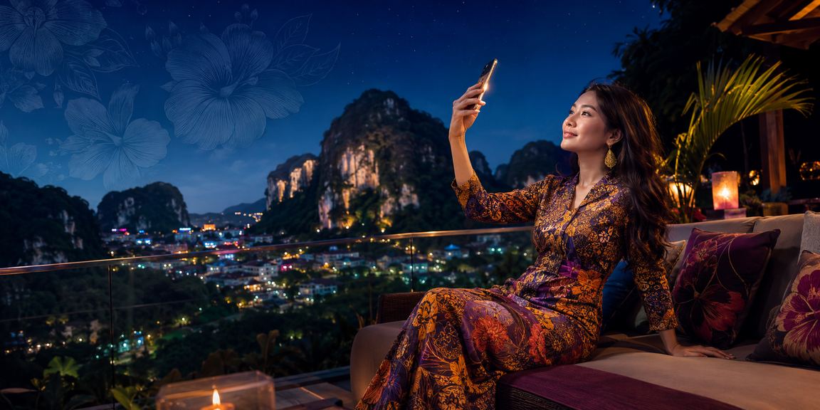 Pemain menggunakan kasino mudah alih di Ipoh Malaysia dengan rekaan batik